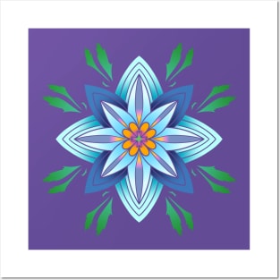 Floral Design - Teal Blue Posters and Art